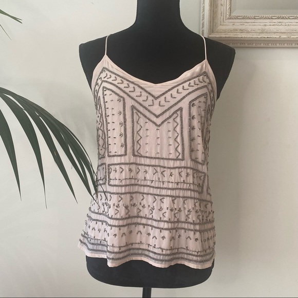 Forever New Tops - NWT Forever New Top Camisole Delicate Beaded Pink Spaghetti straps Boho Size 6
